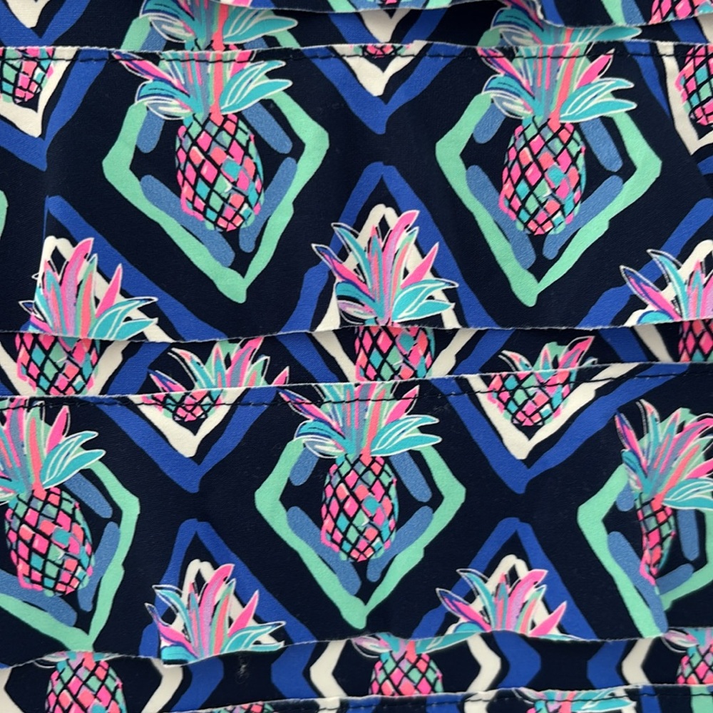 Lulu-B Navy Maxi Dress with Pink and Teal Geometric Print - Picture 6 of 6